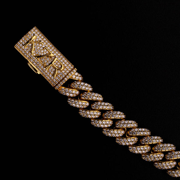 15MM DIAMOND PRONG LINK CHAIN - GOLD