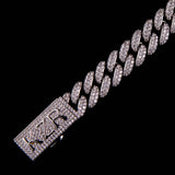 15MM DIAMOND PRONG LINK CHAIN - WHITE GOLD