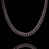 12MM MOISSANITE PRONG LINK CHAIN - 925 SILVER - WHITE GOLD