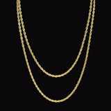 3MM ROPE CHAIN BUNDLE 18" & 22" - GOLD