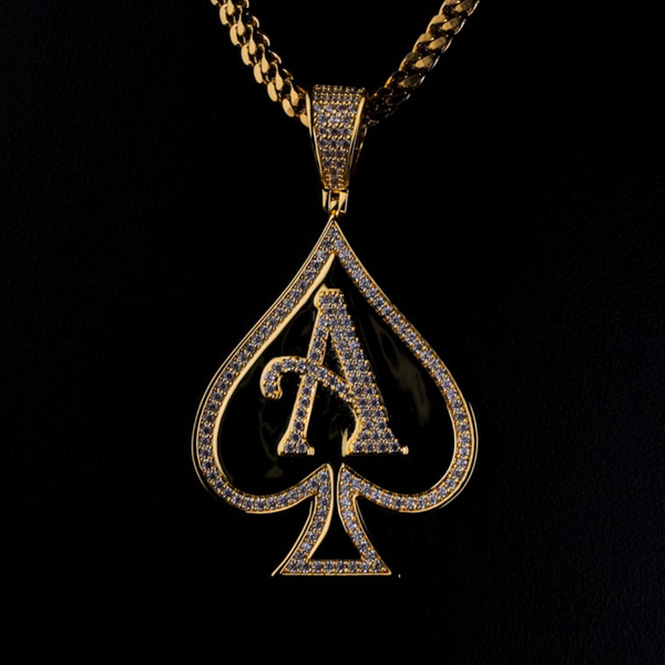 MOISSANITE ACE OF SPADES PENDANT - 925 SILVER - GOLD