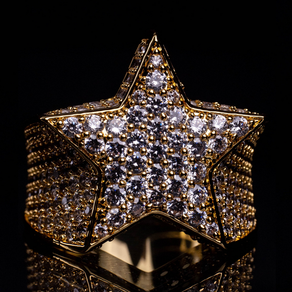 MOISSANITE STAR RING - 925 SILVER - GOLD